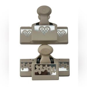 Retired Martha Stewart Deep Edge Punch Set Lattice Heart/Cherry Blossom Trim HTF